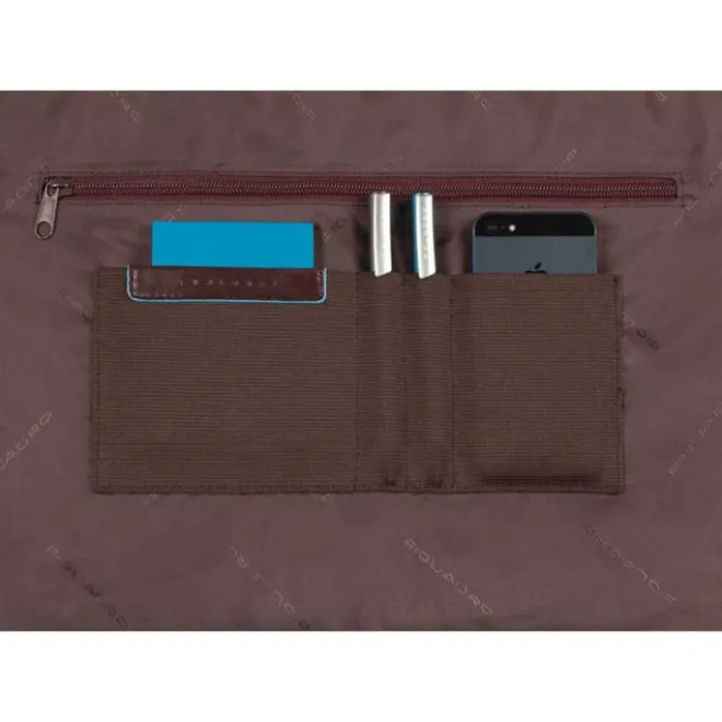 Best Piquadro Blue Square Computer Portfolio Briefcase 15'' mahogany
