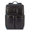 New Piquadro Blue Square Computer Backpack With iPad Pro black