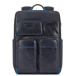 Clearance Piquadro Blue Square Computer Backpack With iPad Pro blue