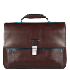 Piquadro Blue Square Exp. Computer Portfolio Briefcase mahogany