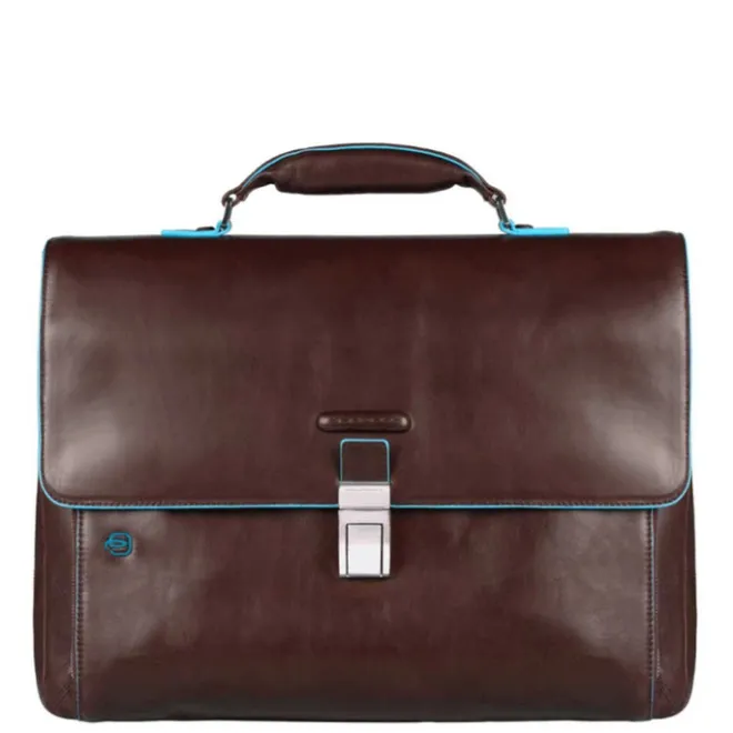 Piquadro Blue Square Exp. Computer Portfolio Briefcase mahogany