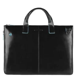 Discount Piquadro Blue Square Expandable Slim Computer Bag 15.6" black