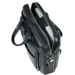 New Piquadro Blue Square Organized Laptop & iPad Case black