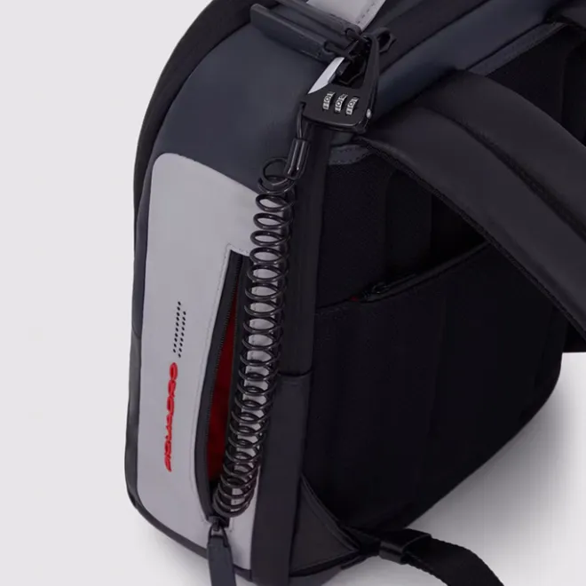 New Piquadro Urban Leather Computer Backpack 14" grey/black