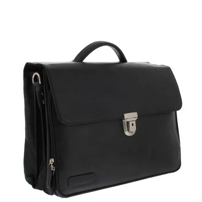 Discount Plevier Vintage Oxford Laptoptas 3 vaks 15.6" zwart