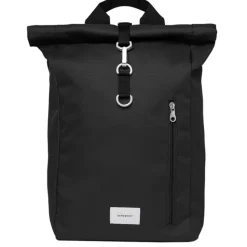 Clearance Sandqvist Ground Rolltop Backpack L black with black webbing