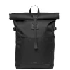 Outlet Sandqvist Icon Rolltop Backpack M black-black with black leather