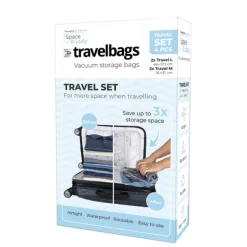 Outlet Travelbags Space Buddy Vacuümzakken Travelset 4-pcs transparant