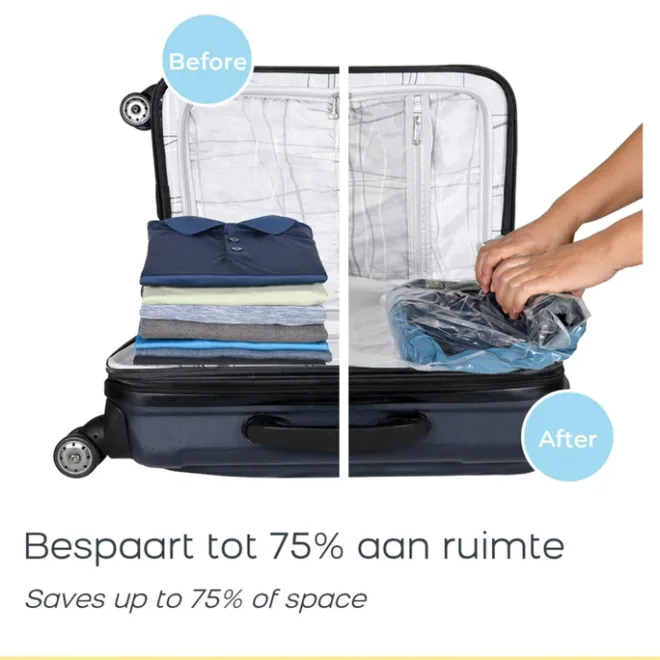 Outlet Travelbags Space Buddy Vacuümzakken Travelset 4-pcs transparant
