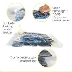 Outlet Travelbags Space Buddy Vacuümzakken Travelset 4-pcs transparant