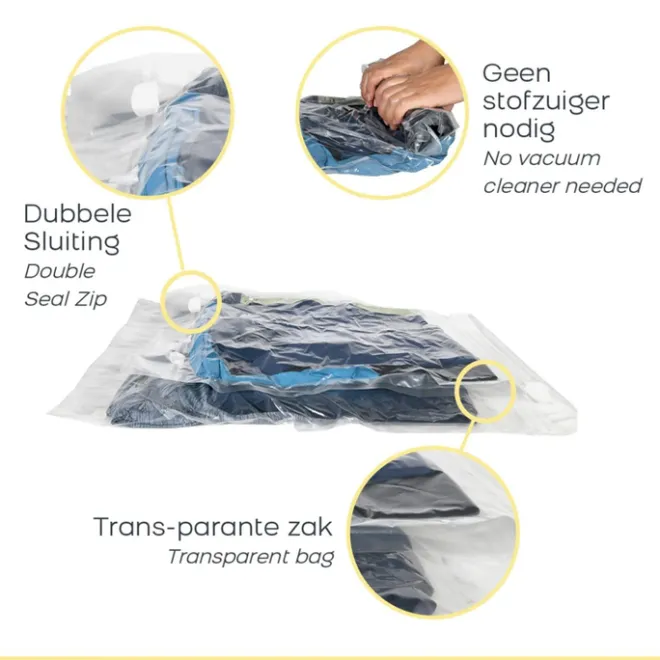 Outlet Travelbags Space Buddy Vacuümzakken Travelset 4-pcs transparant
