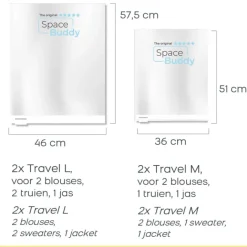 Outlet Travelbags Space Buddy Vacuümzakken Travelset 4-pcs transparant