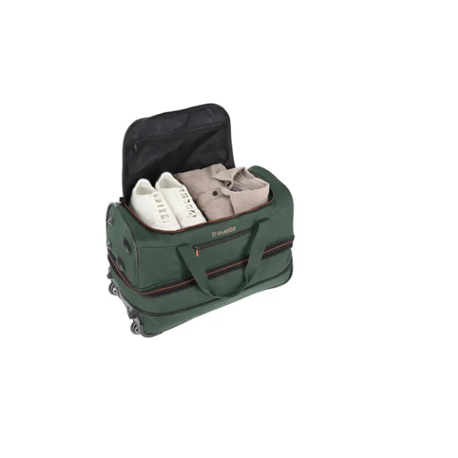 Clearance Travelite Basics Wheeled Duffle 55 Expandable dark green