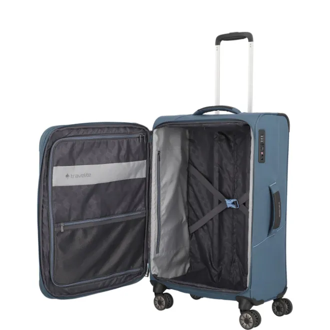 Clearance Travelite Skaii 4 Wheel Trolley M Expandable blue