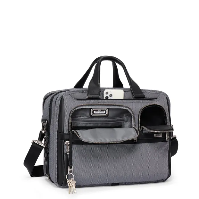 New Tumi Alpha EXP Org Laptop Brief meteor grey