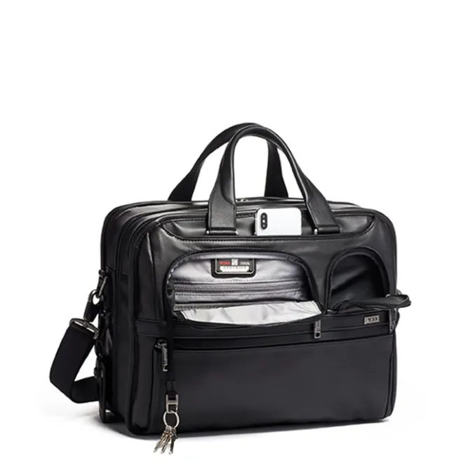 Discount Tumi Alpha Expandable Organizer Laptop Brief Leather black