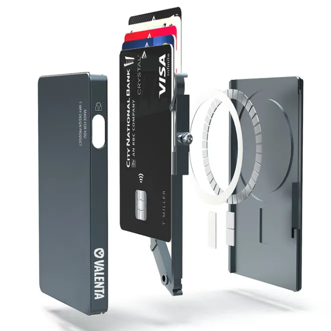 Outlet Valenta Cardprotector Aluminium Magsafe with Money Clip grey